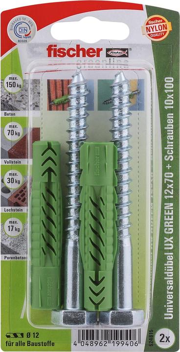 Actual product image Fischer Universal plug UX Green 12x70 S K (2). (2 pcs.)