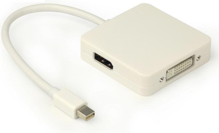 Immagine prodotto JJ Computer JOUJYE AVC 190-0.2m MiniDP DVI-HDMI-DP 3in1 Adattatore bianco (DVI, HDMI, DP, 30 cm)