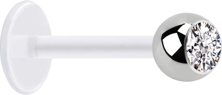 Produktbild Star Piercing Micro Labret transparent mit Kugel silber und Kristall silber (ohne Messing, Chirurgenstahl 316L, Bioflex)