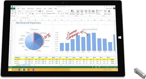 Produktbild Microsoft Surface Pro 3, 256GB SSD (12", Intel Core i7-4650U, 8 GB, 256 GB)