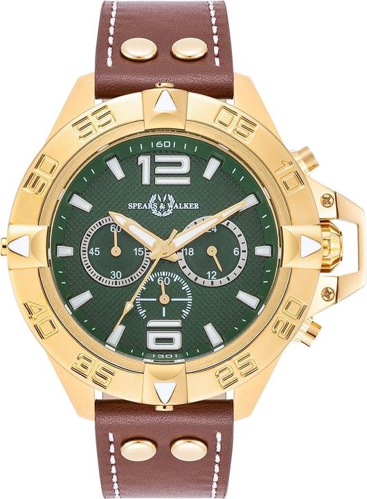 Spears & Walker Quarzuhr Varus II Echtleder Braun - 34112 (Chronograph, 49 mm)