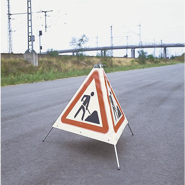 Produktbild Moravia Faltsignal, dreibeinig, Motiv Baustelle, retroreflektierend, 700 mm