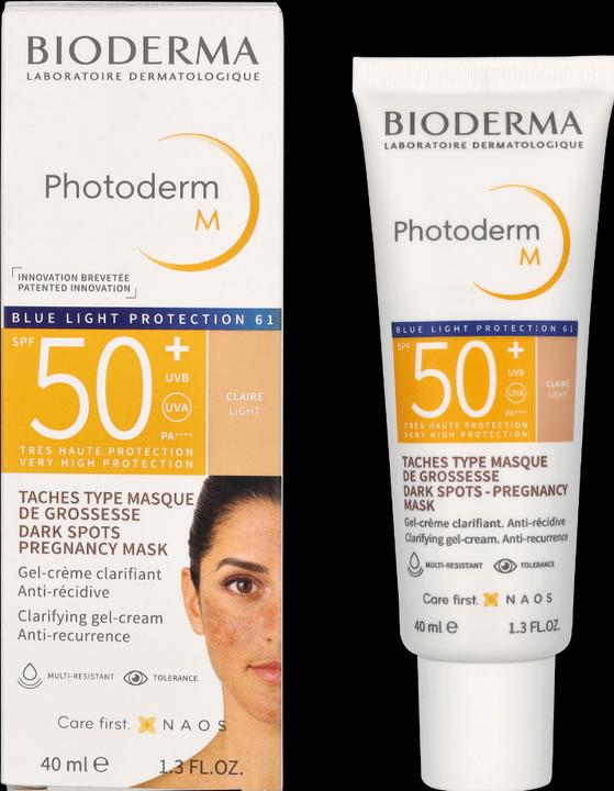 Actual product image Bioderma Photoderm M SPF50+ claire (Sun cream face, SPF 50, 40 ml, 150 g)
