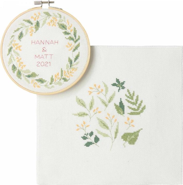 Actual product image DMC Embroidery Set Mindful Making Duo Flower Wreath, Ø 15.7 cm