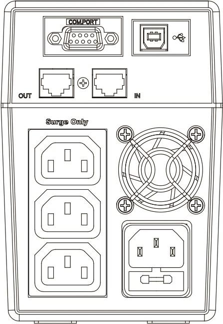 Actual product image ABB PowerValue 11LI Pro 600VA (600 VA, 360 W, Line-interactive UPS)
