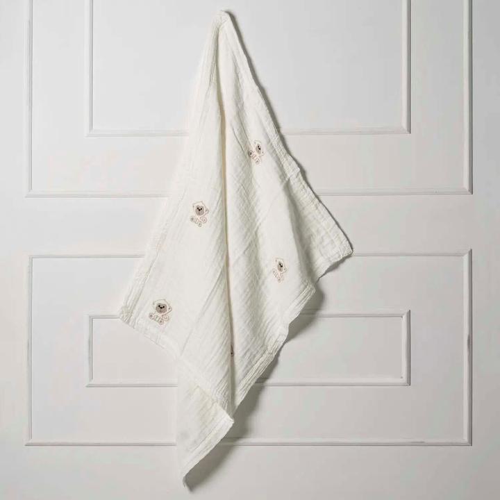 Produktbild Beberotti Organic 4-lagige doppelseitige bestickte Musselindecke (95 x 80 cm)