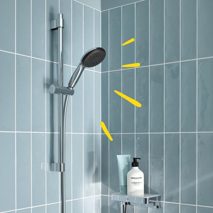 Actual product image Grohe Vitalio Start 110 QuickFix Brausestangenset, kleben oder bohren, Länge 600mm, wassersparend, 2 Strah
