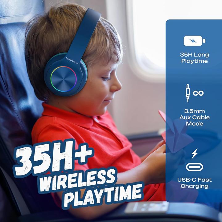 Produktbild PowerLocus PLED Bluetooth-Kinderkopfhörer blau