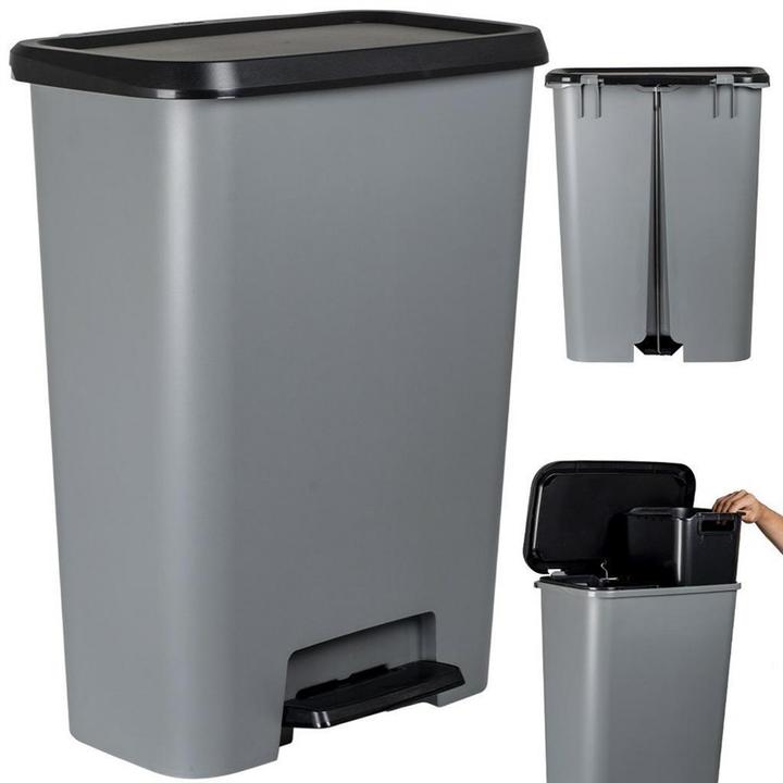 Actual product image Curver Compatta Duo Wastebasket 23L+23L - Grey/Black (23 l)