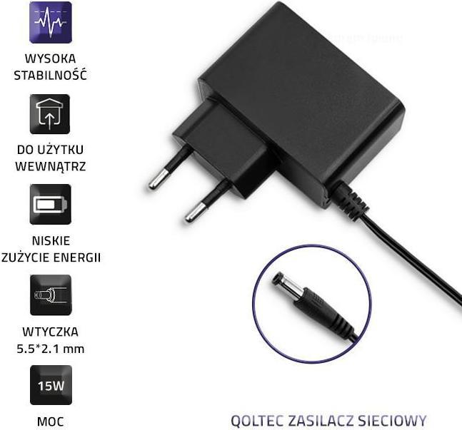 Image du produit Qoltec 50785 Alimentation plug-in 15W 7.5V 2A 5.5x2.1 (15 W)