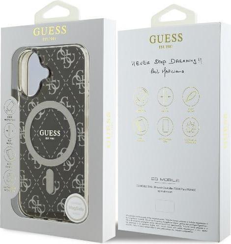 Actual product image Guess GUHMP16MH4DTEW iPhone 16 Plus 6.7" brązowy/brown hardcase IML 4G Background MagSafe (Apple iPhone 16 Plus)