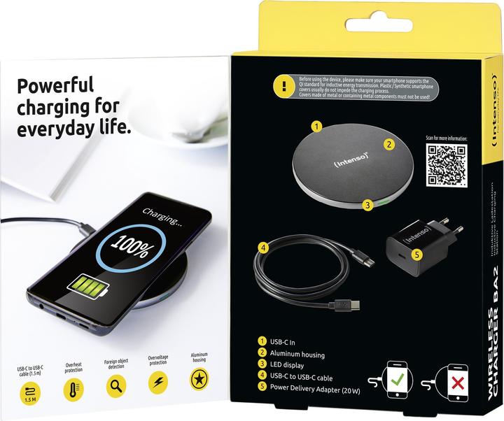 Image du produit Intenso Chargeur sans fil BA2 noir (15 W)