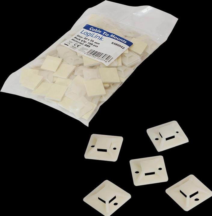 Actual product image LogiLink Cable tie mounts, self-adhesive, cable tie receptacle: (Fixing loops, 20 mm, 100 pcs.)