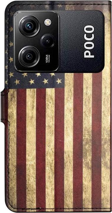 Image du produit Cover-Discount Xiaomi Poco X5 Pro - Étui en cuir USA Drapeau américain (Xiaomi Poco X5 Pro, Xiaomi Redmi Note 12 Pro 5G)