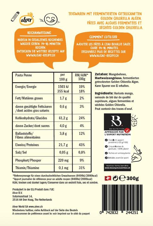Valeurs nutritives et ingrédients Alver Pâtes protéinées - Penne (300 g)