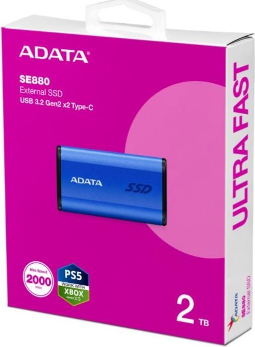 Immagine prodotto Adata Dysk zewnętrzny SSD SE880 2TB USB3.2A/C Gen2x2 Niebieski (2000 GB)