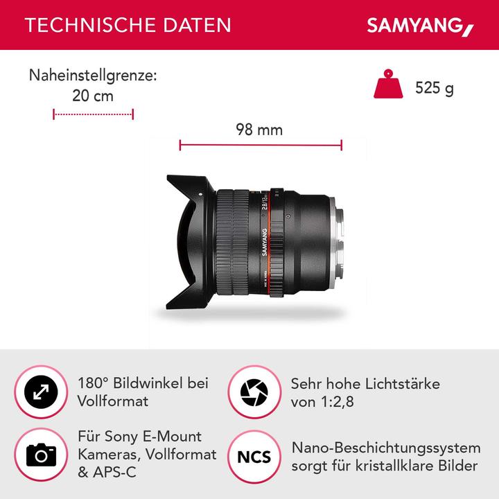 Image du produit Samyang 12mm F2.8 Sony E-Mount (Sony E, Plein format)