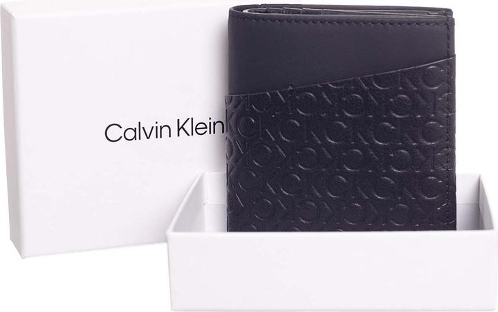 Actual product image Calvin Klein CK Must Mono Trifold 6CC W/Coin Black Tonal Mono