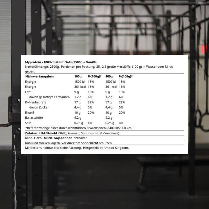 Image du produit MyProtein Avoine instantanée (Vanille, 1 pcs, 2500 g)
