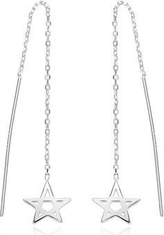 Agato - Long silver earrings Stars AGT-E043V