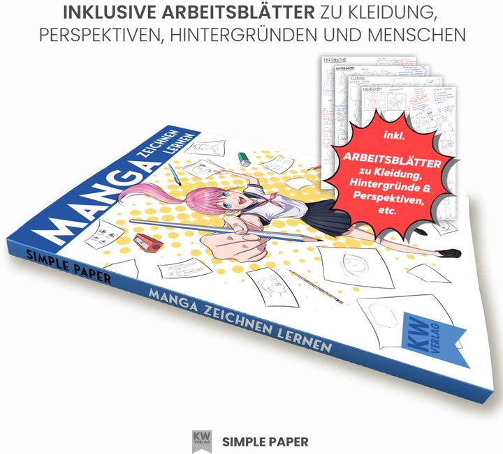 Produktbild SimplePaper Manga zeichnen lernen für Anfänger & Fortgeschrittene (Deutsch, SimplePaper, K & W Verlag, Knecht & Walde GbR, 2022)
