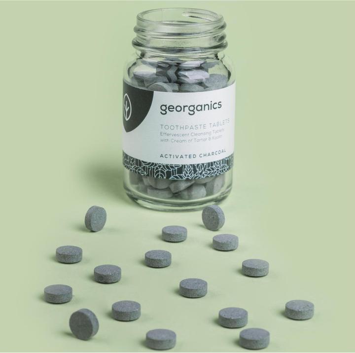 Actual product image Georganics Toothpaste tablets in a jar