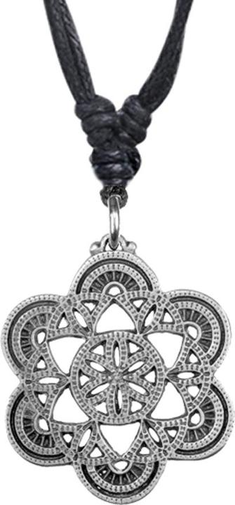 Star Piercing Halskette schwarz Anhänger silber Blume Keltisch (Messing)