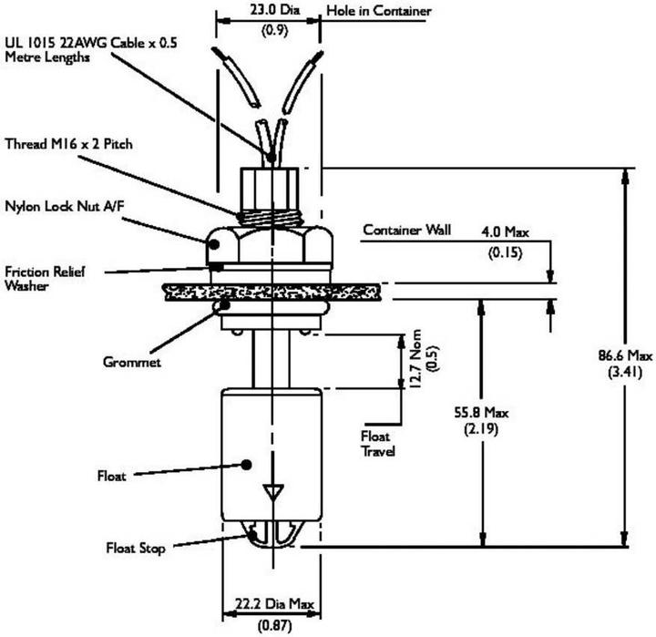 Produktbild TE Connectivity Schwimmerschalter für Einbau