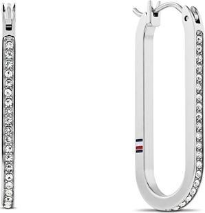 Tommy Hilfiger Oval steel earrings with crystals Dog Tag 2780865
