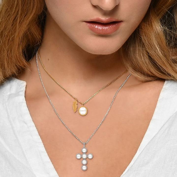 Immagine prodotto Engelsrufer Collana con croce di gloria (Perle, Argento 925, 42 - 50 cm)