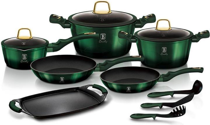 Productafbeelding BerlingerHaus TITANIUM POT SET 12 st. BERLINGER HUIS BH-6066 SMARAGD (Kookpotten en pannenset, Aluminium, Staal)