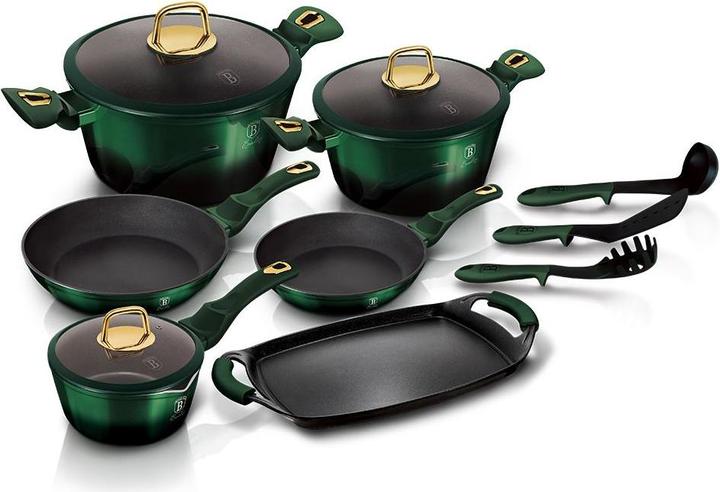 Productafbeelding BerlingerHaus TITANIUM POT SET 12 st. BERLINGER HUIS BH-6066 SMARAGD (Kookpotten en pannenset, Aluminium, Staal)