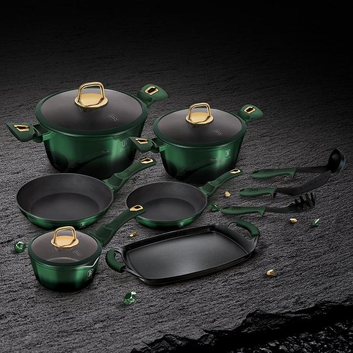 Productafbeelding BerlingerHaus TITANIUM POT SET 12 st. BERLINGER HUIS BH-6066 SMARAGD (Kookpotten en pannenset, Aluminium, Staal)