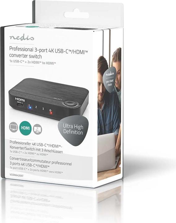 Actual product image Nedis HDMI ™ Converter | 1x USB-C™ / 2x HDMI™ Input | 1x HDMI™ Output | 1-way | 4K@60Hz | 18 Gbps