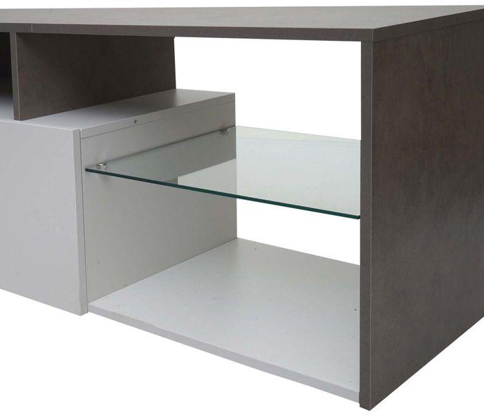 Image du produit Mendler Rack TV HWC-L35, bois 47x170x40cm Compartiment de rangement, aspect béton blanc (47 x 170 x 40 cm)