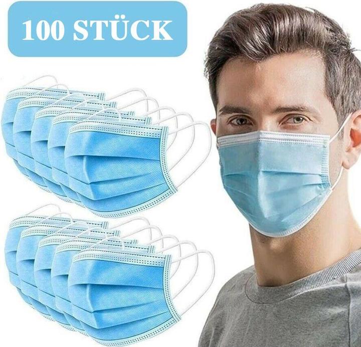 Hermex 100 Stück Gesichtsmasken Nasenmasken Hygienemasken Atemmasken (100 x)