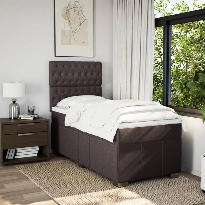 Produktbild VidaXL Boxspringbett Matratze Bett Einzelbett Polsterbett Dunkelbraun 90x200cm (90 x 200 cm)