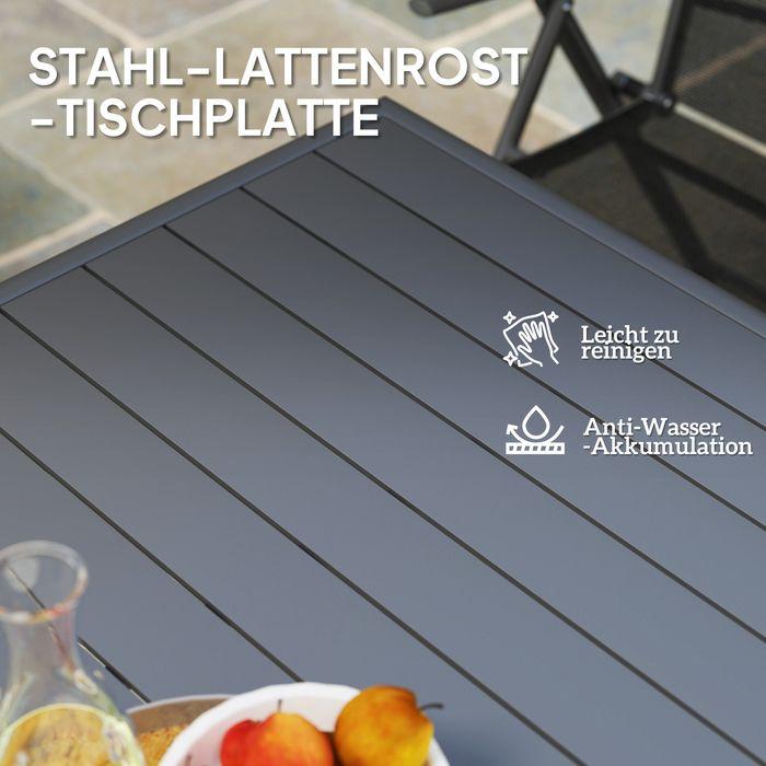 Produktbild Swisshandel24 Gartentisch Stahl 80x80x74 cm rutschfest Grau (80 cm)