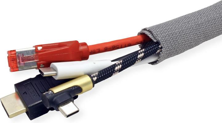 Actual product image Value Fabric hose SNAP for cable bundling, gray, 2.5m 2.5m (Cable conduit, 250 cm)