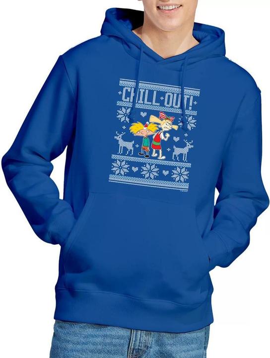 Immagine prodotto Hey Arnold! Chill Out Felpa con Cappuccio Arnold e Helga Maglione di Natale Uomo (XL)