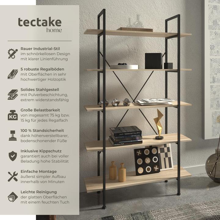 Produktbild tectake Regal Glasgow (106 x 34.5 x 179.5 cm)