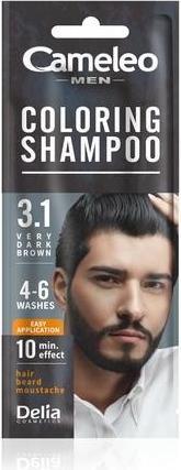 Actual product image Cameleo Men Coloring Shampoo Very Dark Brown Hair Beard Mustache Visible Color in 10 Minutes Refresh (15 ml)