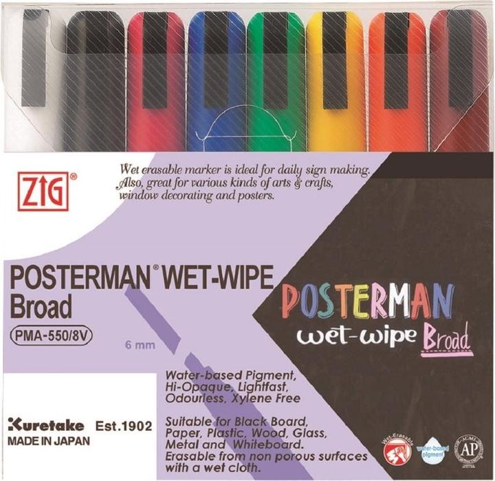 Produktbild Zig Marker Posterman wet-wipe 6mm 8/set