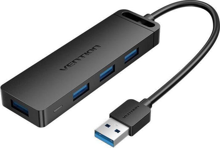Productafbeelding Vention USB 3.0 4-poorts hub met voedingsadapter CHLBF 1m, Zwart (USB-C, 4 Havens)