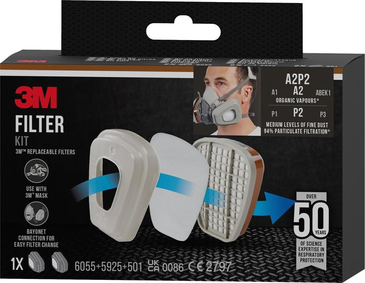 Immagine prodotto 3M Filtro di ricambio per respiratore semimaschera 6002C (A2P2, 2 x)