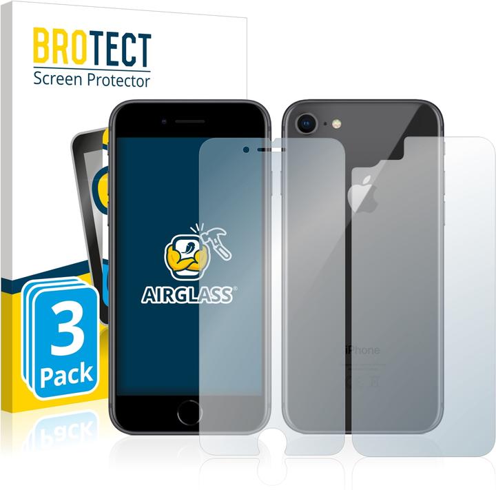 BROTECT AirGlass Panzerglasfolie (3 Stück, Apple iPhone 8)
