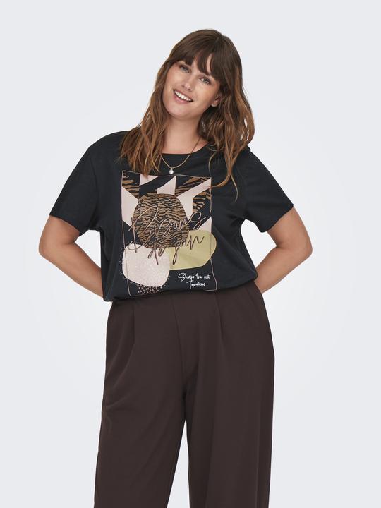 Actual product image Only Regular fit round neck curve top T-shirt (L)