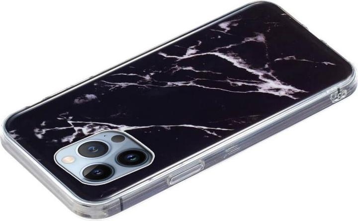 Actual product image Cover-Discount iPhone 15 Pro Max - Silicone Rubber Case Black Marble (Apple iPhone 15 Pro Max)