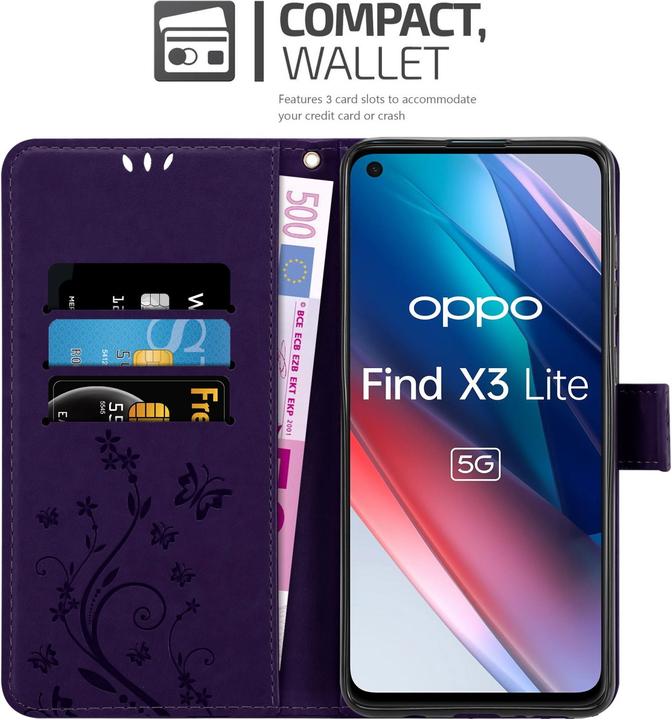 Produktbild Cadorabo Flower Book Hülle (Oppo Find X3 Lite)