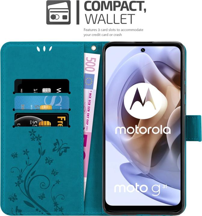 Produktbild Cadorabo Flower Book Hülle (Motorola Moto G31, Motorola Moto G41)